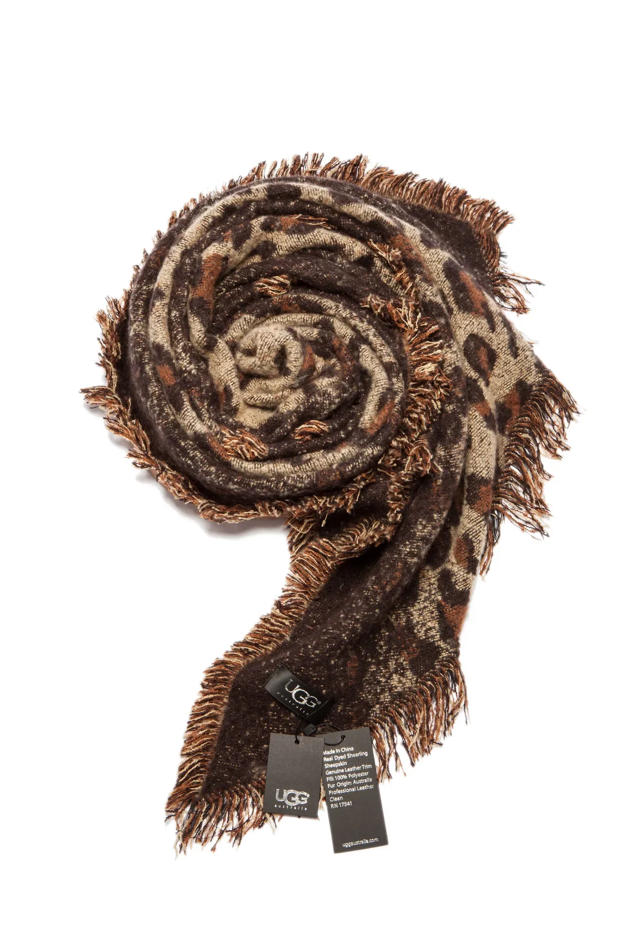 Beige Brown Knitted Leopard Print Scarve 20