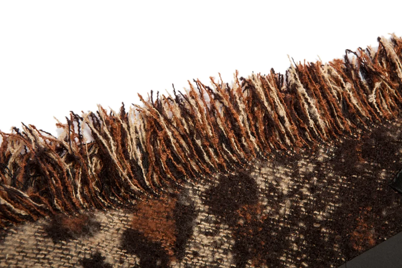Beige Brown Knitted Leopard Print Scarve 22