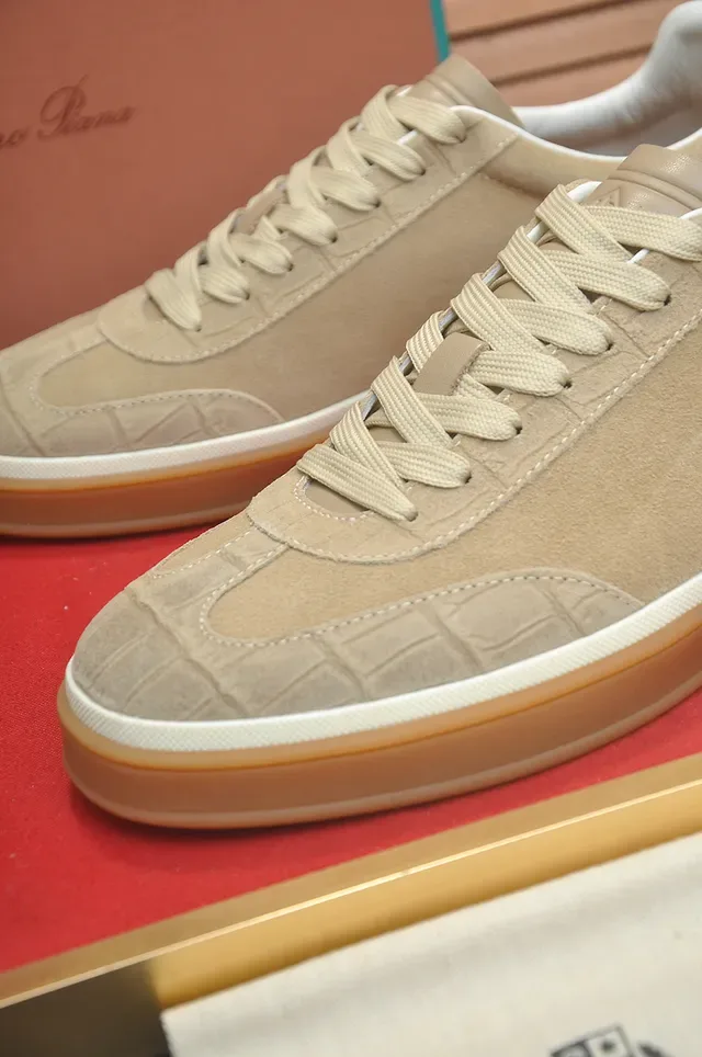 Beige Brown Suede Upper Gum Rubber Sole Sneakers 2
