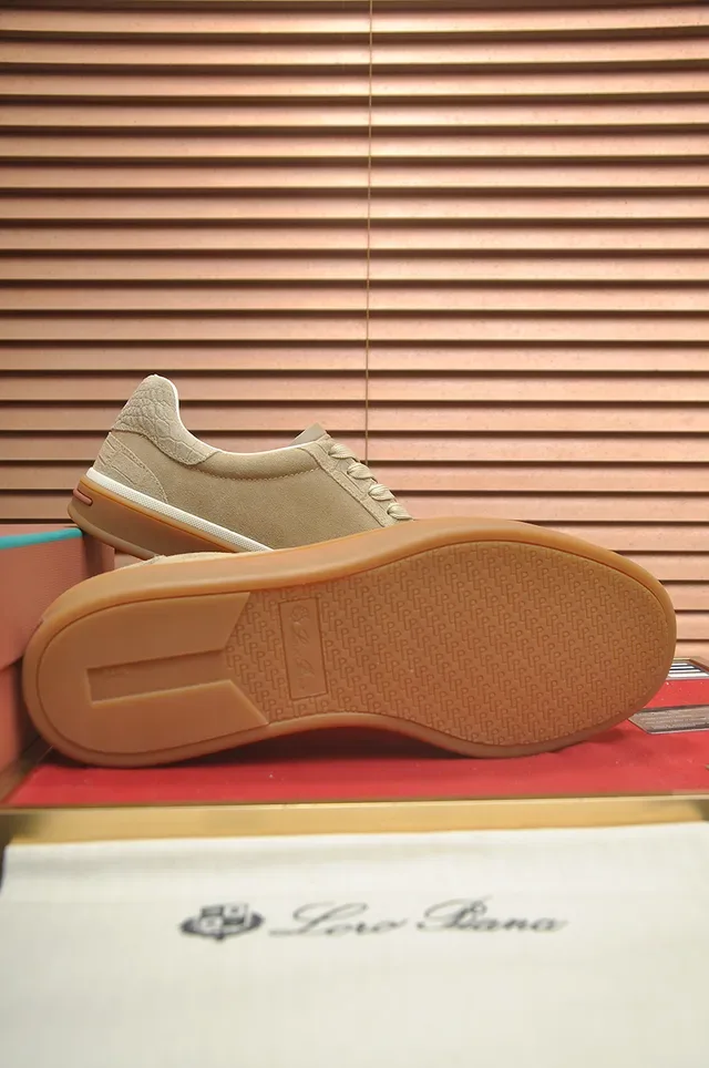 Beige Brown Suede Upper Gum Rubber Sole Sneakers 3