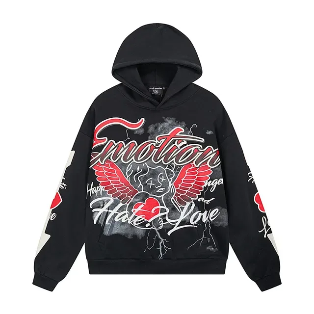 Beige Multicolor Graphic-Print Oversized Fit Hoodie 3