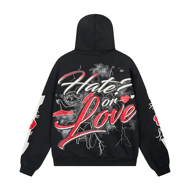 Beige Multicolor Graphic-Print Oversized Fit Hoodie 4