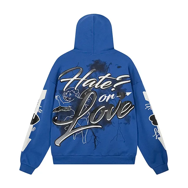 Beige Multicolor Graphic-Print Oversized Fit Hoodie 7