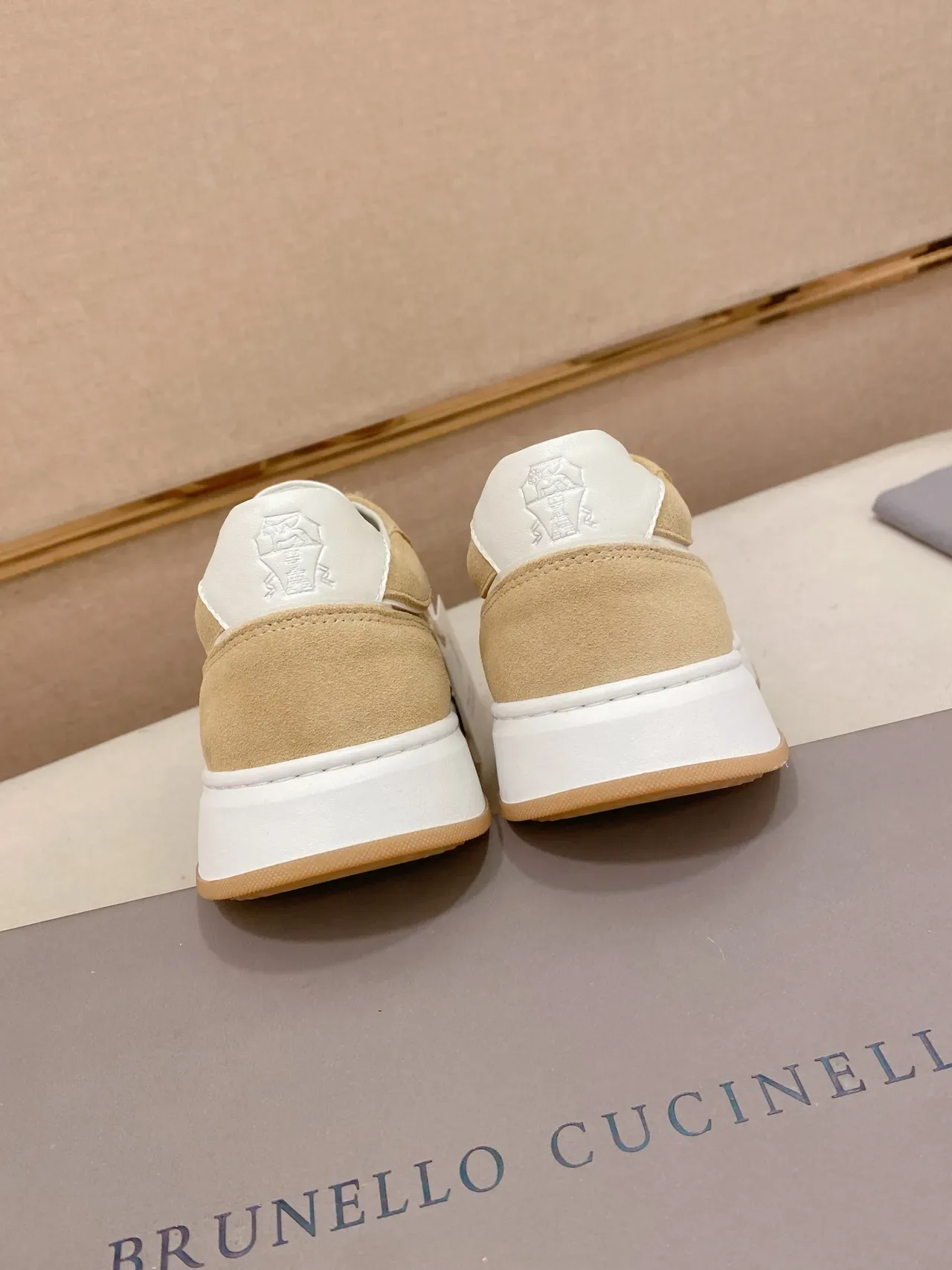 Beige Suede-Mesh Panelled Low-Top Lifestyle Sneaker 3