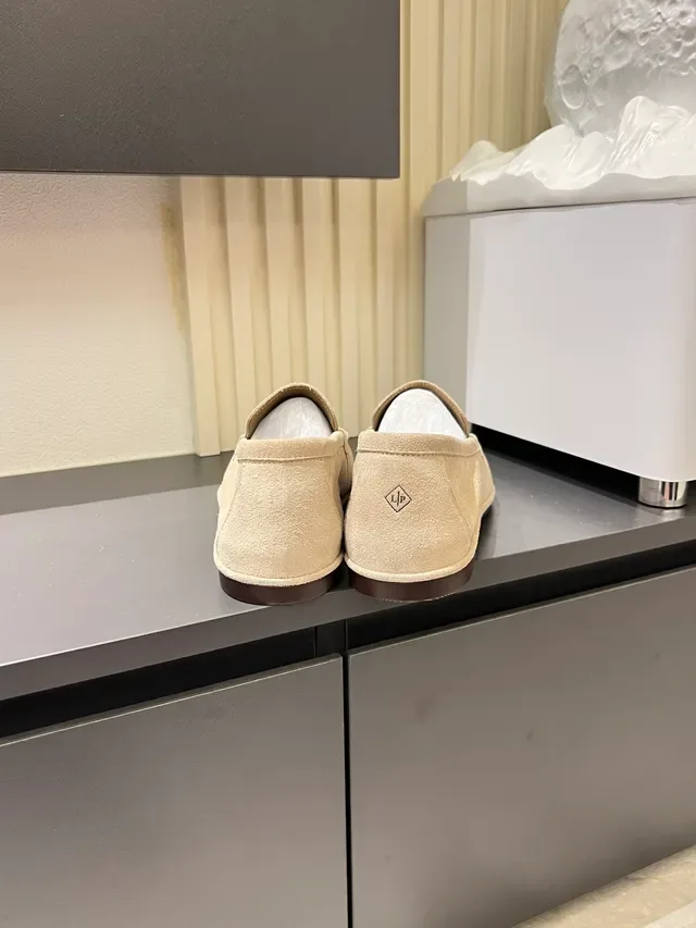 Beige Suede Moc-Toe Saddle Strap Loafers 2