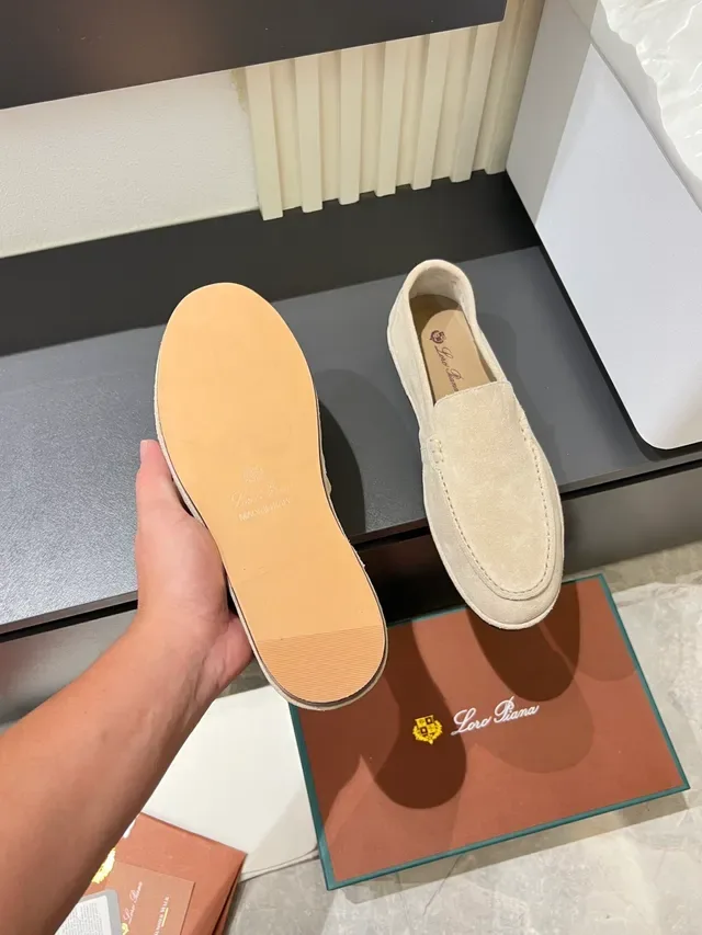 Beige Suede Moc-Toe Saddle Strap Loafers 3