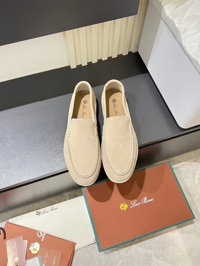 Beige Suede Moc-Toe Saddle Strap Loafers 5