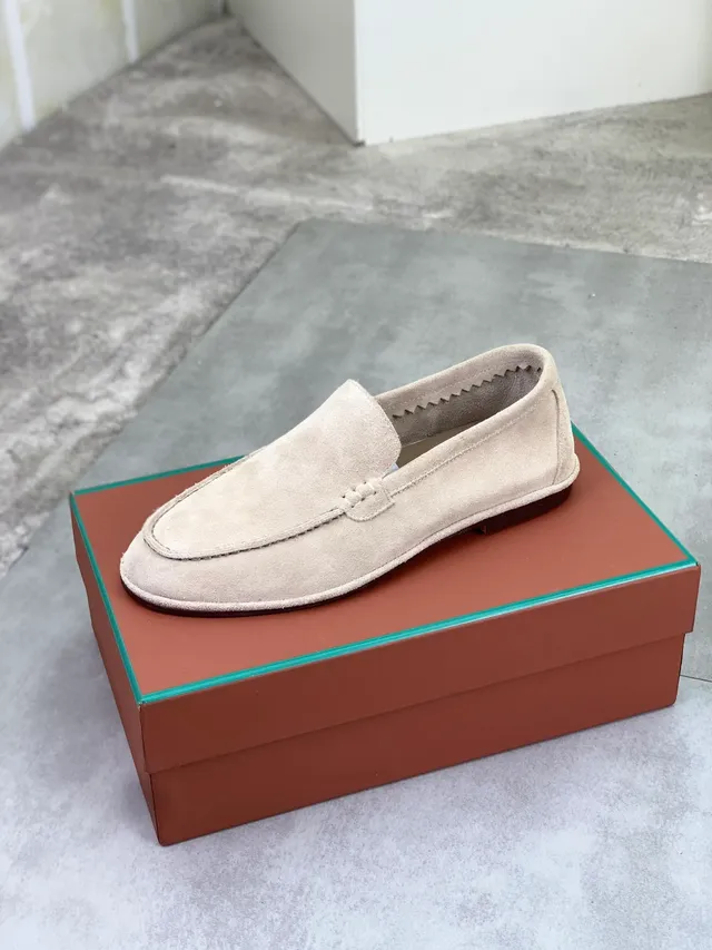 Beige Suede Moc-Toe Slip-On Loafers 4