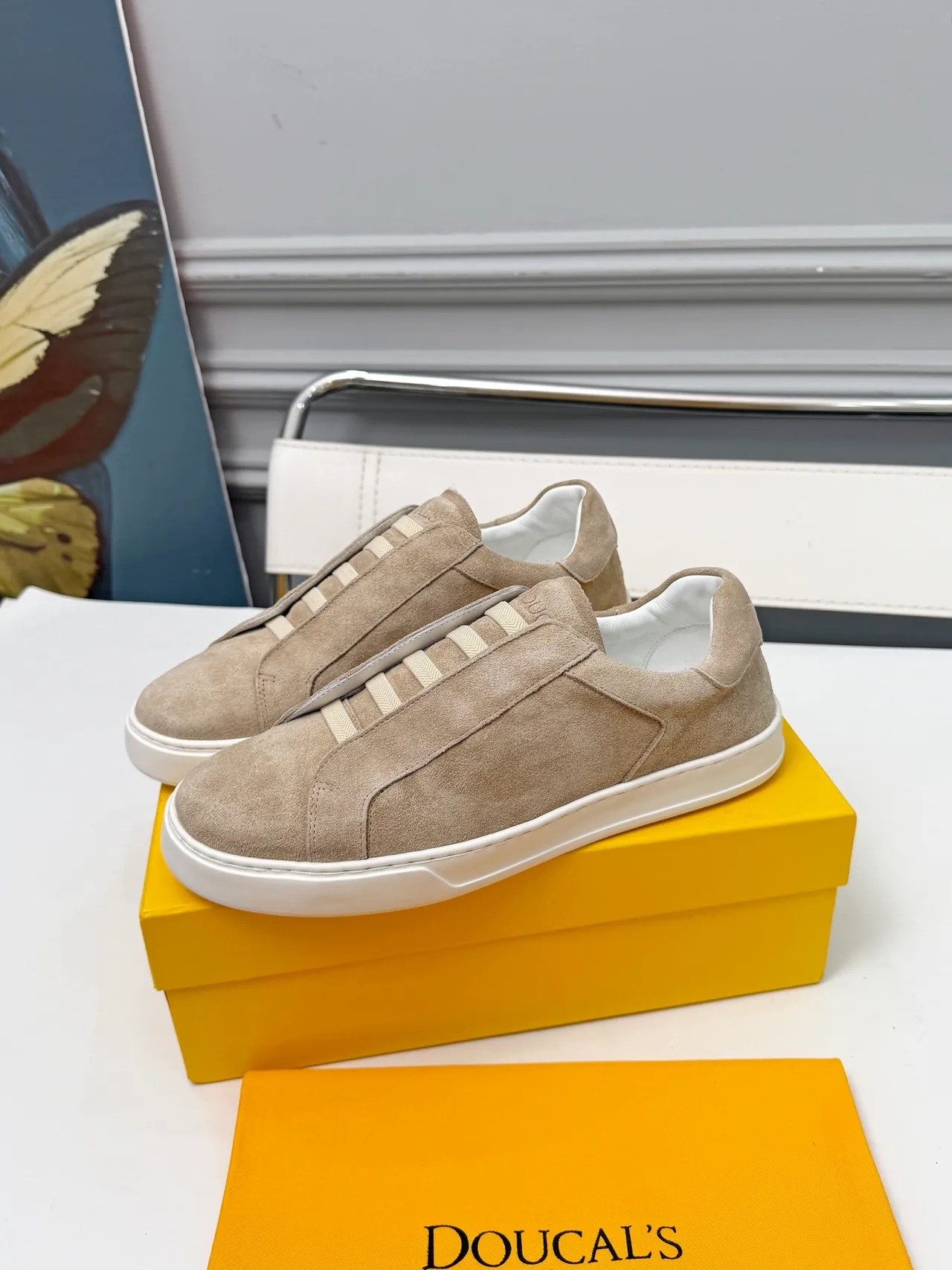 Beige Suede Slip-On Lifestyle Sneakers 2