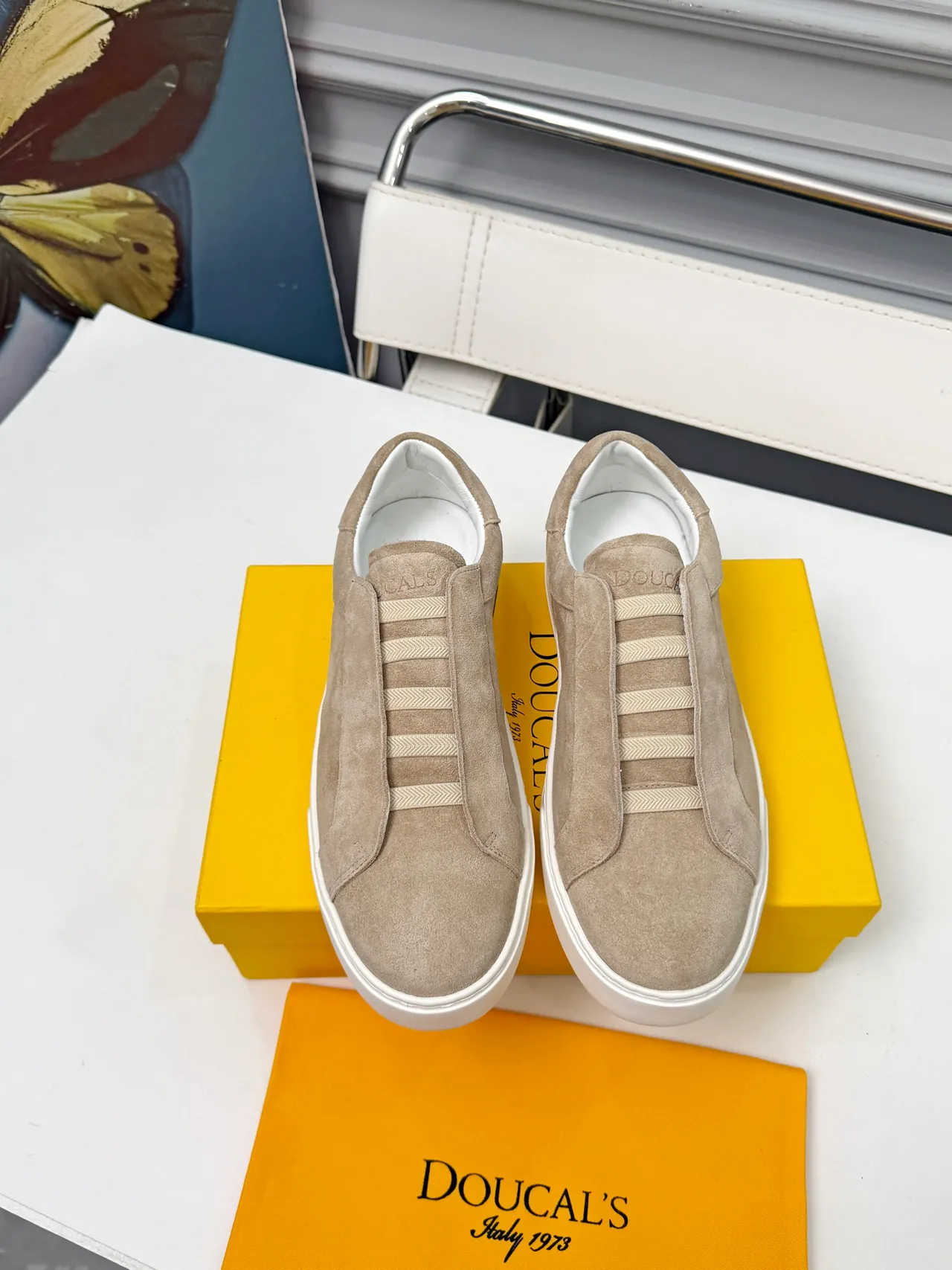 Beige Suede Slip-On Lifestyle Sneakers 5