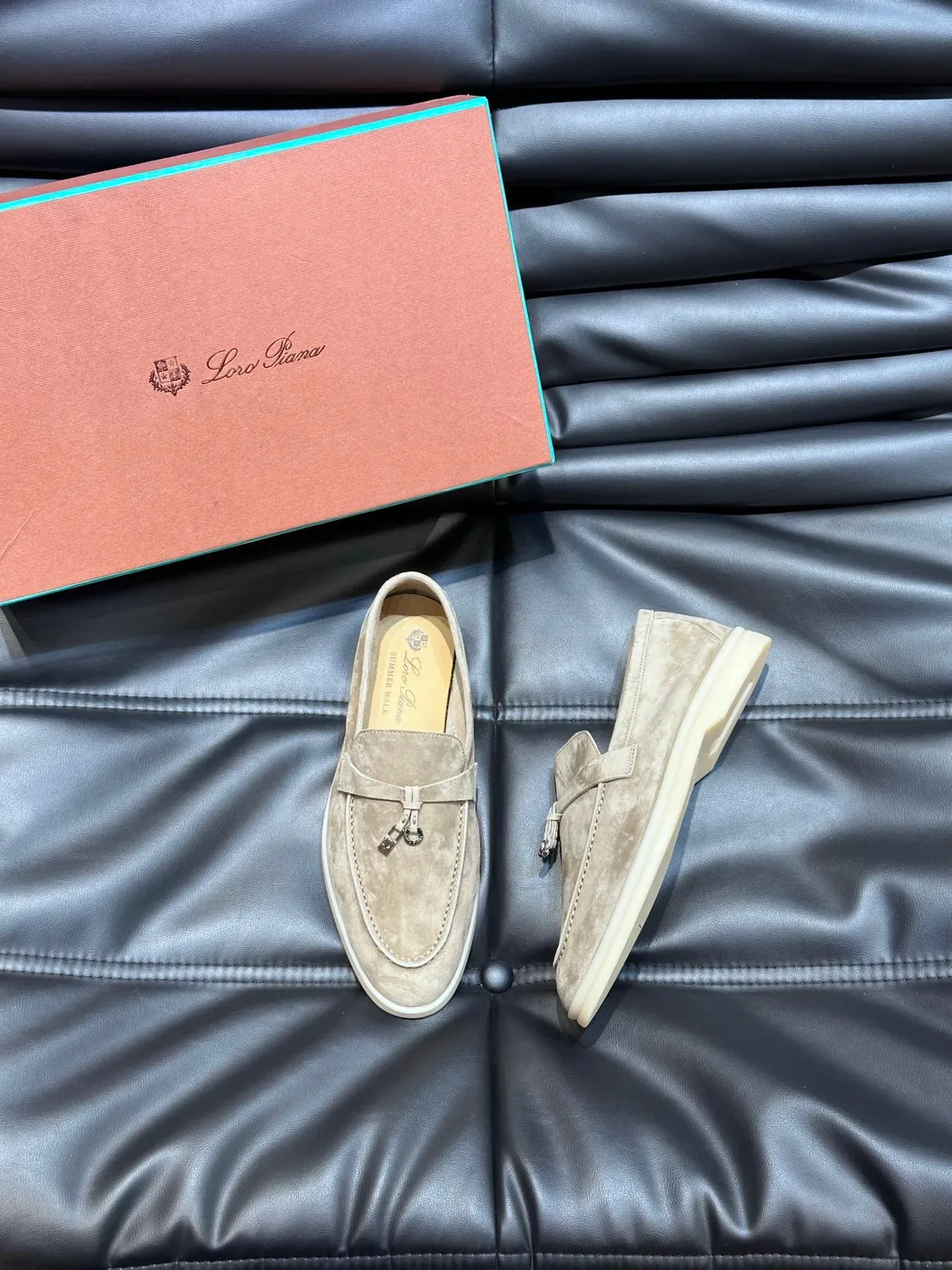 Beige Suede Tassel Strap Loafers 3