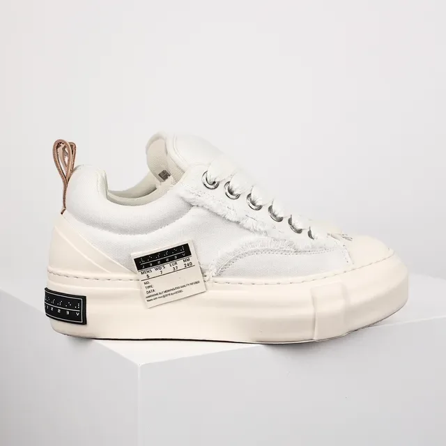 Beige White Canvas Upper Frayed Edge Detailing Sneakers 3