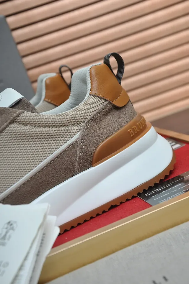 Beige White Layered Mesh-Suede Upper Sculpted Midsole Sneakers 2