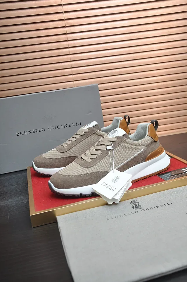 Beige White Layered Mesh-Suede Upper Sculpted Midsole Sneakers 4
