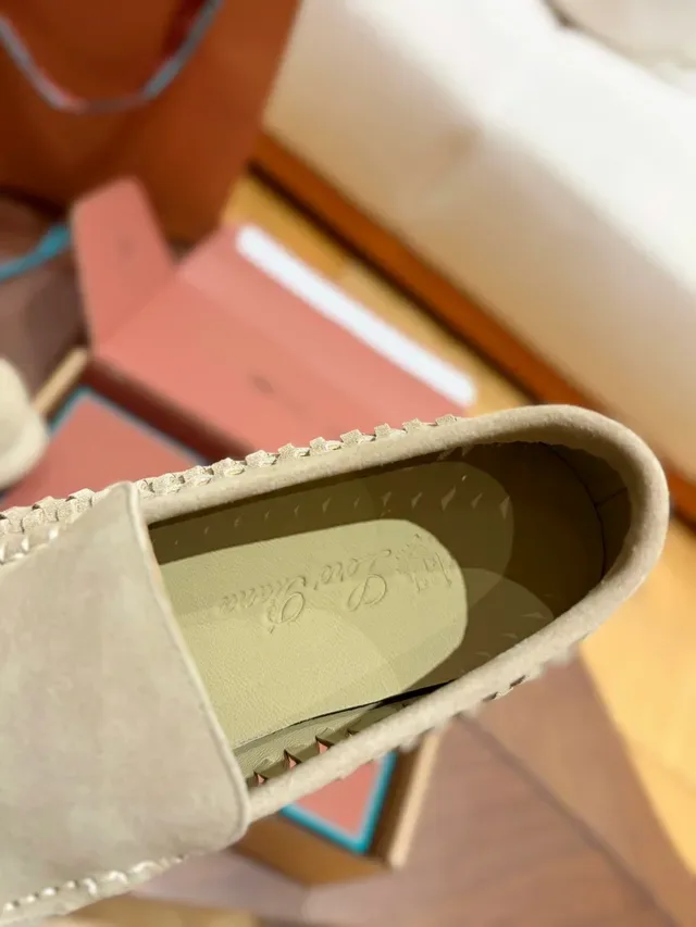 Beige Woven Suede Moc-Toe Slip-On Loafers 2