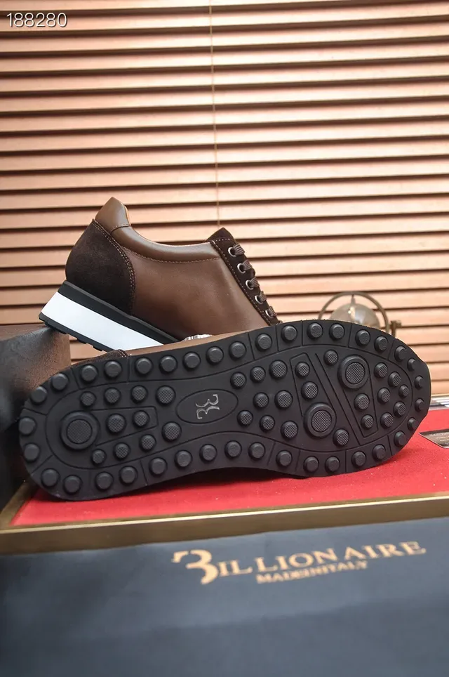 Billionaire Two-Tone Brown Leather and Suede Lifestyle Sneakers 2