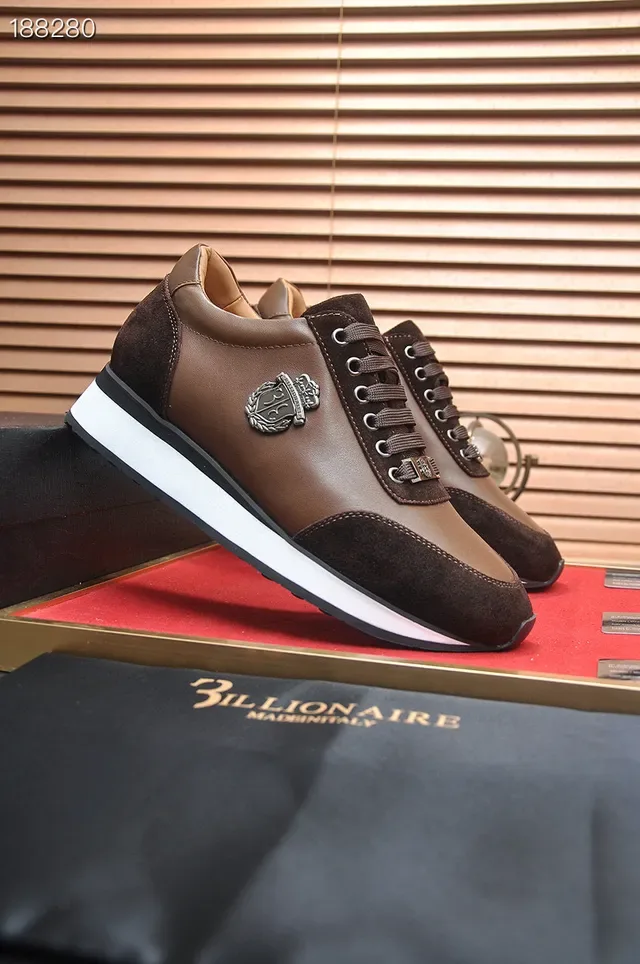 Billionaire Two-Tone Brown Leather and Suede Lifestyle Sneakers 7