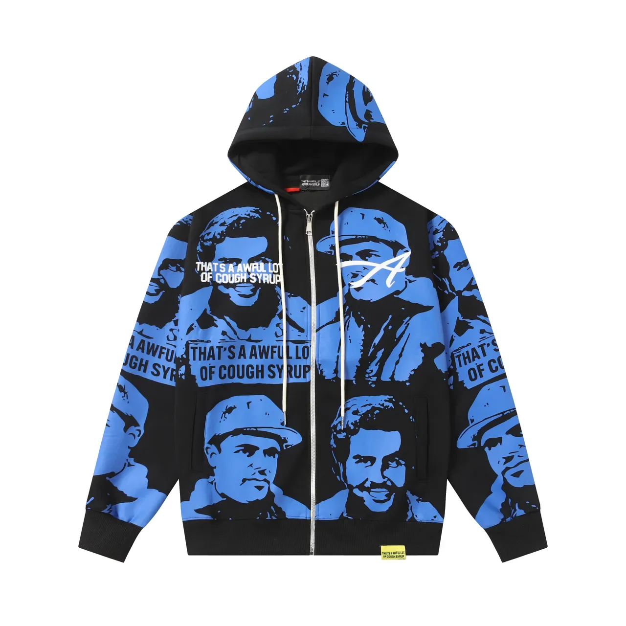 Black and Blue Graphic-Print Full-Zip Hoodie 3