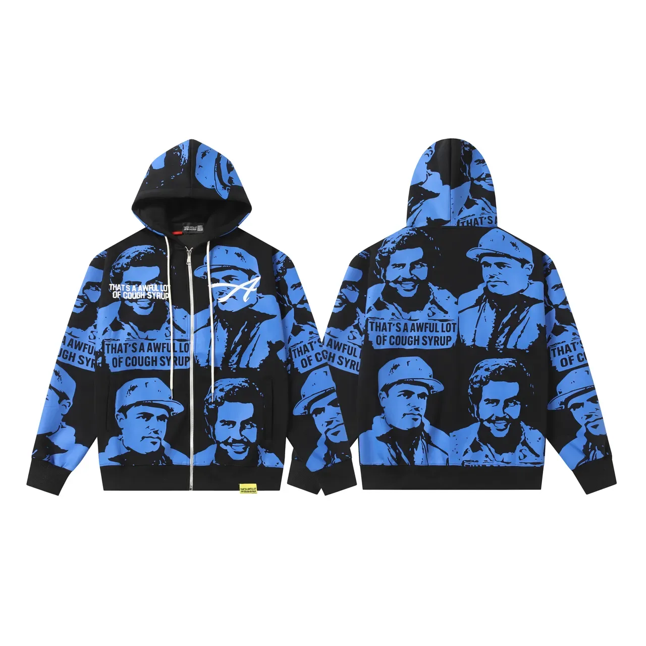 Black and Blue Graphic-Print Full-Zip Hoodie 8