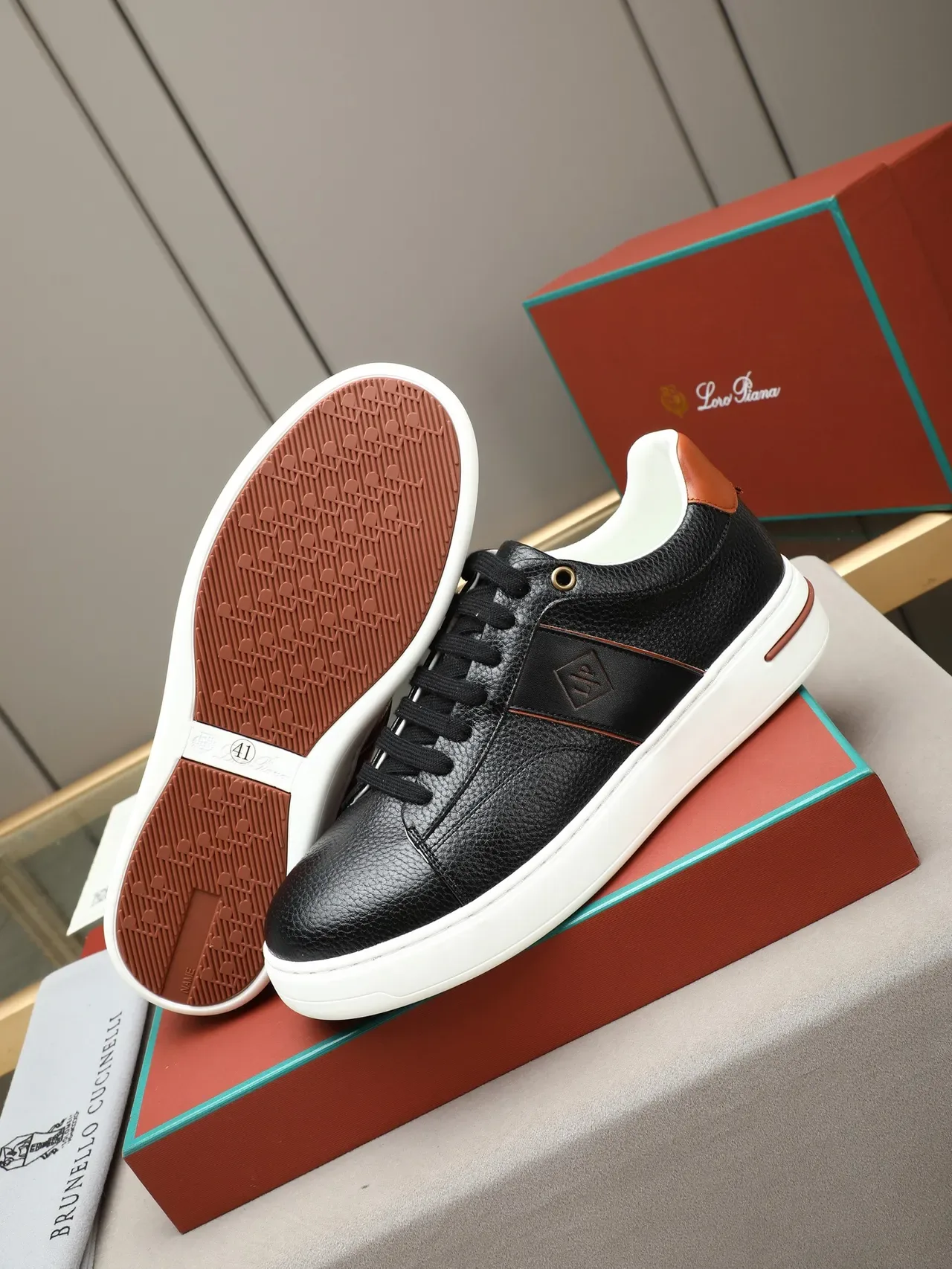 Black and Brown Leather Platform Sneaker 5