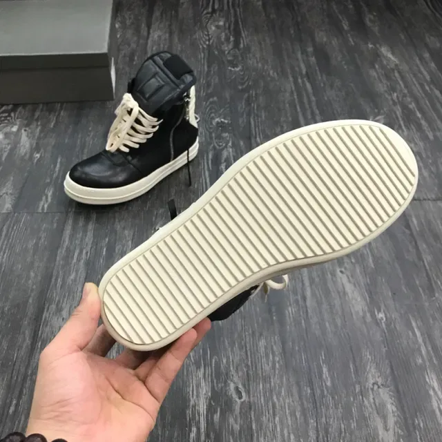 Black and Cream High-Top Zipper Platform Lifestyle Sneakers 2