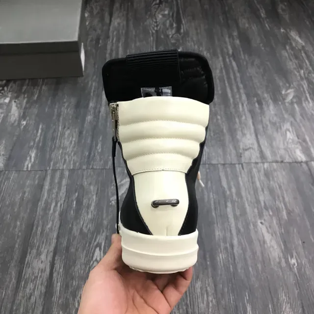 Black and Cream High-Top Zipper Platform Lifestyle Sneakers 3