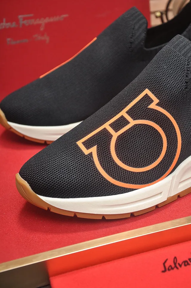 Black and Orange Graphic Logo Slip-On Lifestyle Sneakers 8