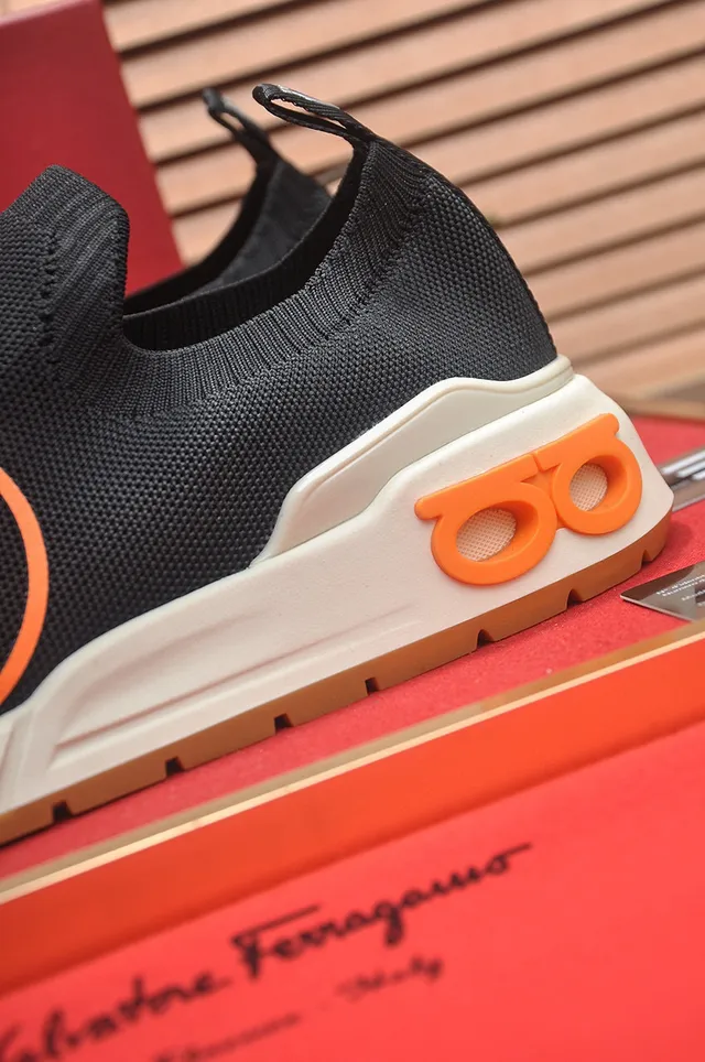Black and Orange Graphic Logo Slip-On Lifestyle Sneakers 9