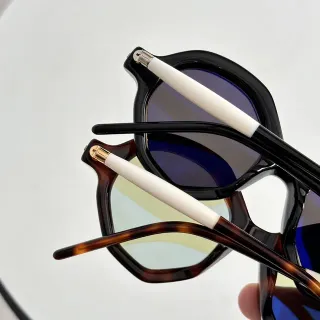 Black and Tortoiseshell Acetate Two-Tone Temple Sunglasses