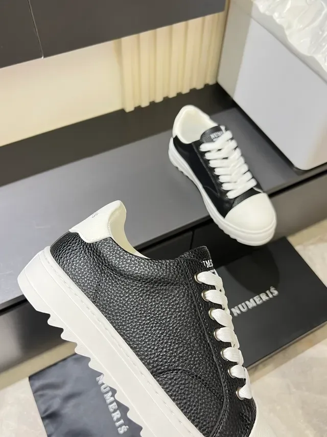 Black and White Cap-Toe Platform Lifestyle Sneakers 3