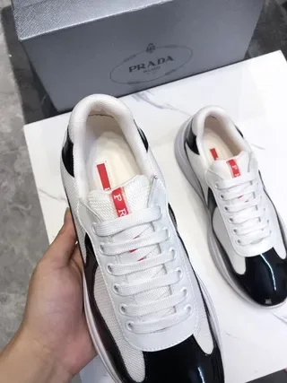 Black and White Contrast Patent Leather Mesh Platform Lifestyle Sneakers 7