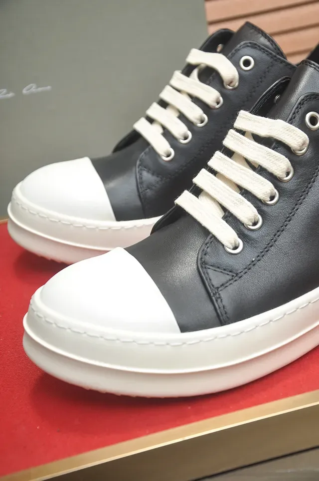 Black and White High-Top Platform Leather Sneaker 2