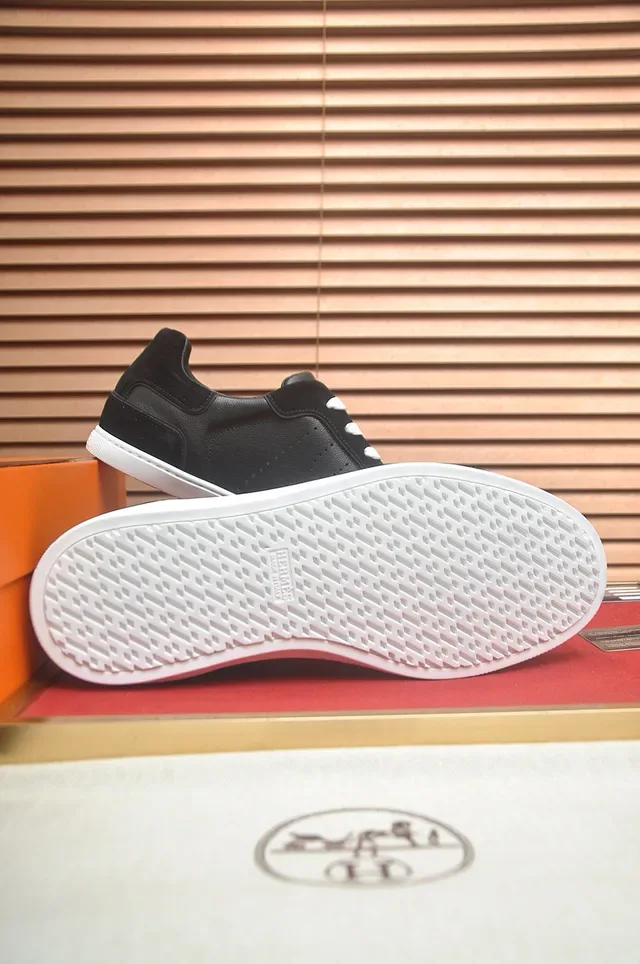 Black and White Perforated Leather Suede Low-Top Lifestyle Sneakers 3