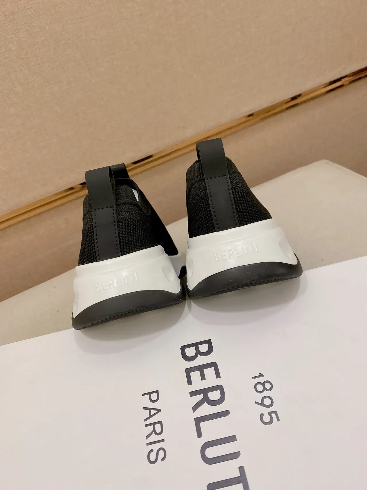Black and White Slip-On Knit Sneaker 3