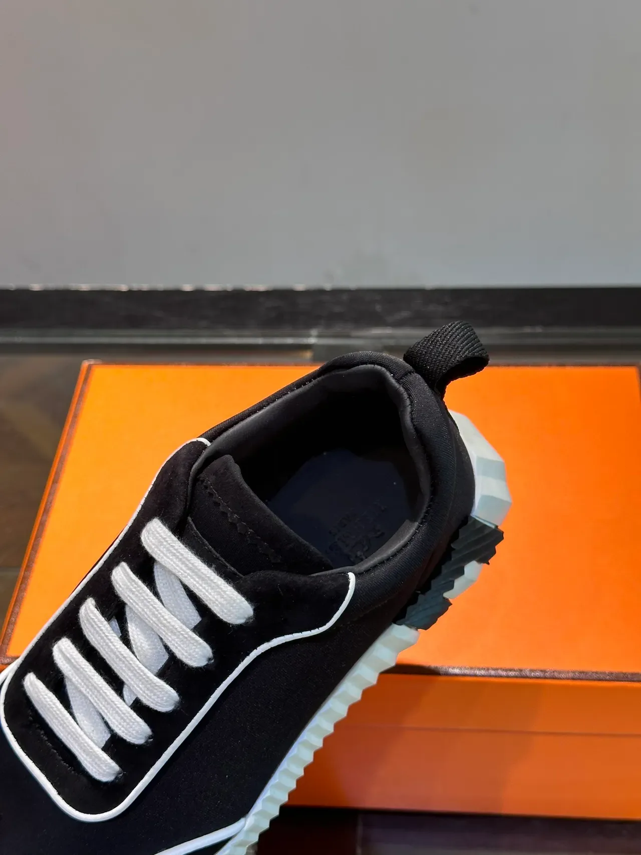 Black and White Suede Low-Top Lace-Up Sneakers 4