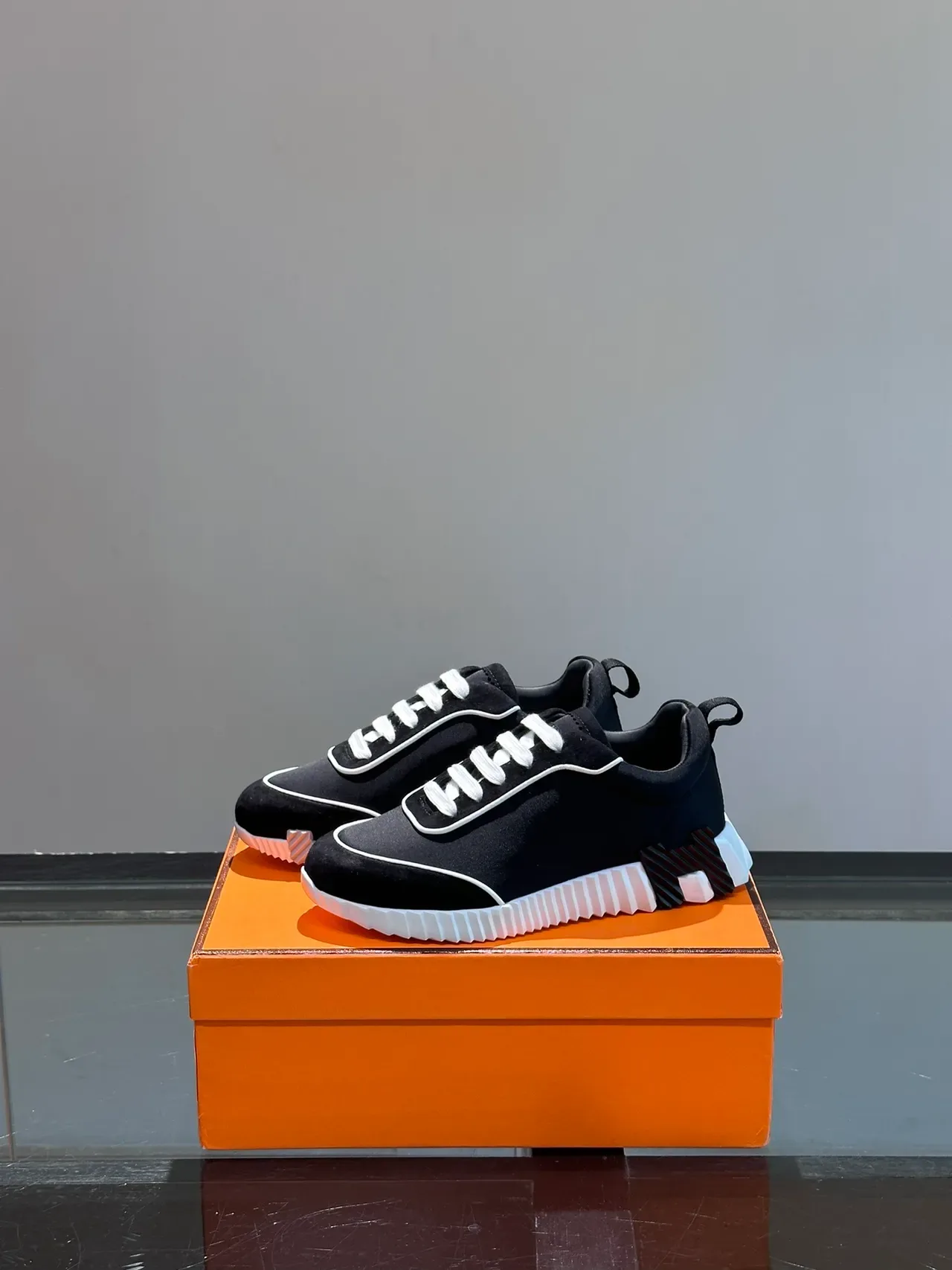 Black and White Suede Low-Top Lace-Up Sneakers 5