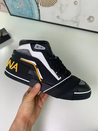 Black and Yellow Contrast-Panel High-Top Lifestyle Sneakers 4