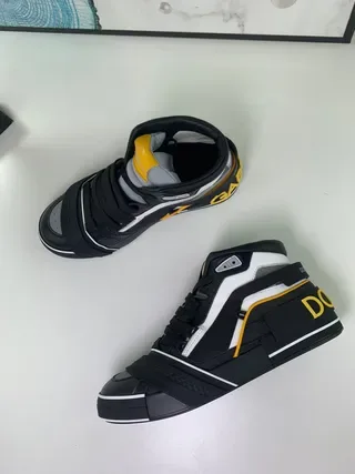 Black and Yellow Contrast-Panel High-Top Lifestyle Sneakers 5