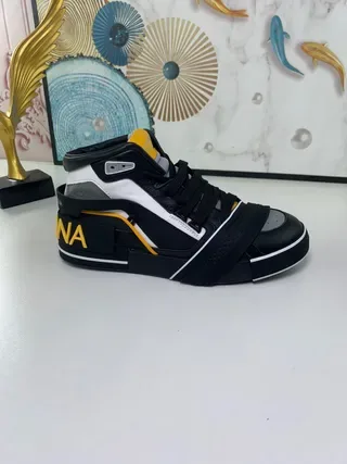 Black and Yellow Contrast-Panel High-Top Lifestyle Sneakers 6