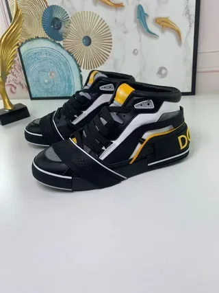 Black and Yellow Contrast-Panel High-Top Lifestyle Sneakers 7