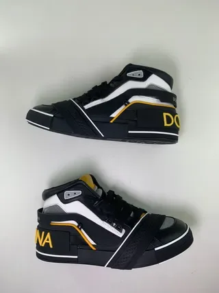 Black and Yellow Contrast-Panel High-Top Lifestyle Sneakers 9
