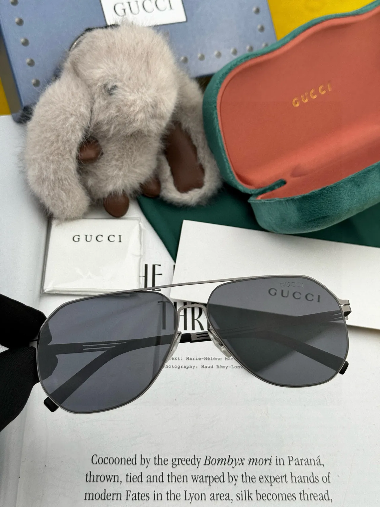 Black Aviator-Style Gradient Lens Sunglasses 7