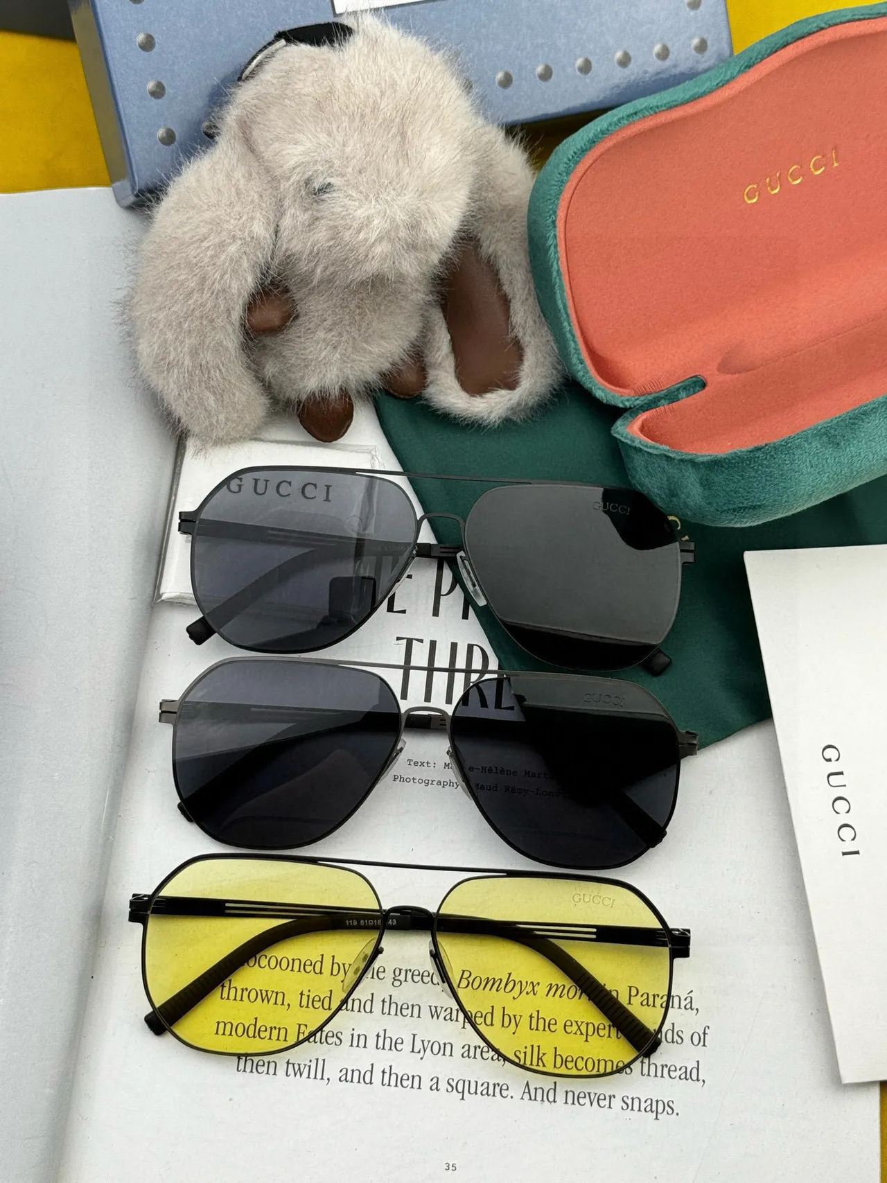 Black Aviator-Style Gradient Lens Sunglasses 8
