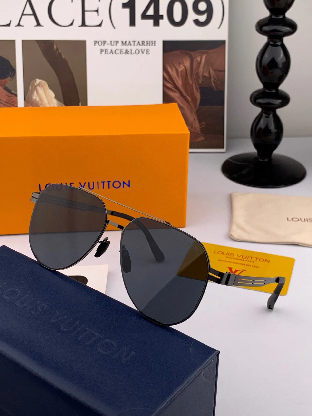 Black Aviator-Style Silhouette Thin Metal Double Bridge Sunglasses 2