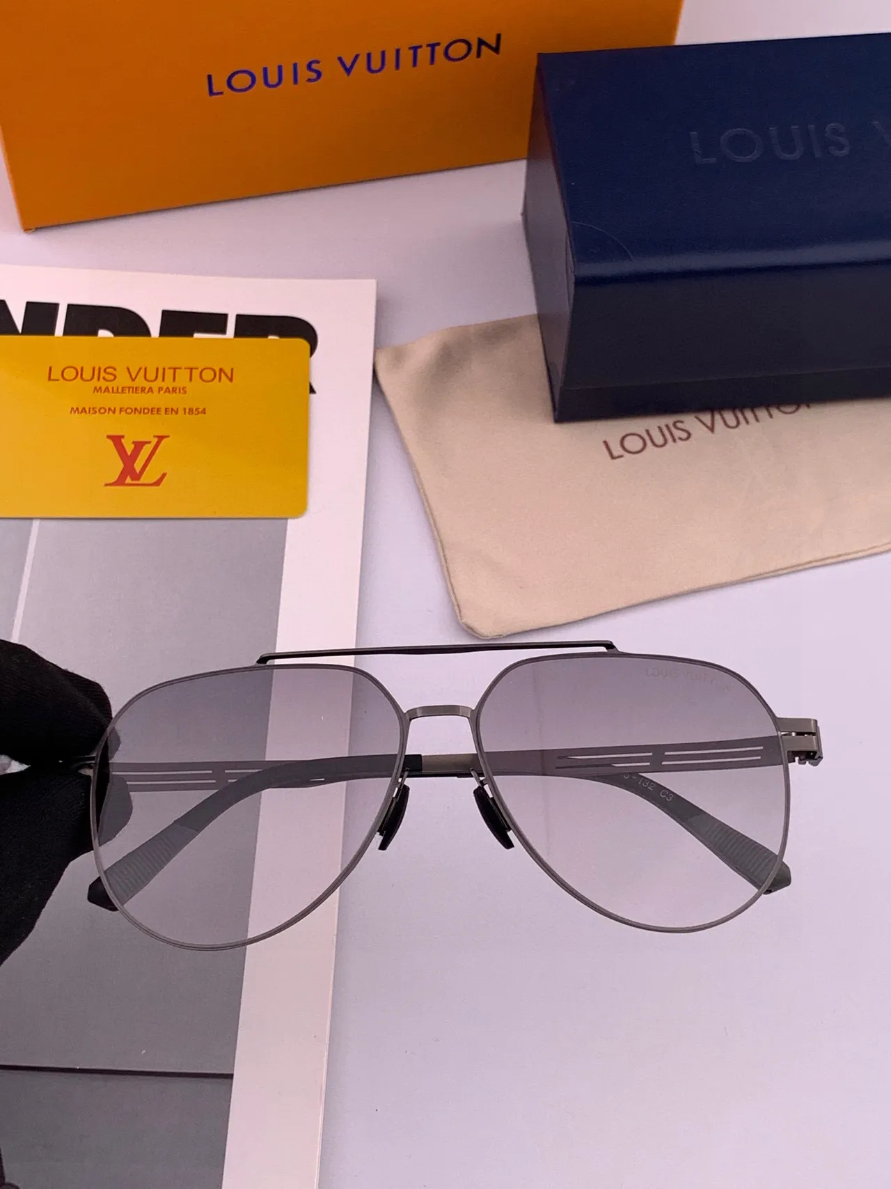 Black Aviator-Style Silhouette Thin Metal Double Bridge Sunglasses 6