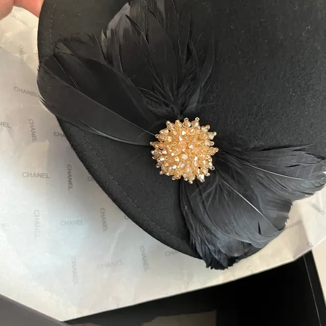 Black Beige Felt Construction Feather Accent Fedora 5