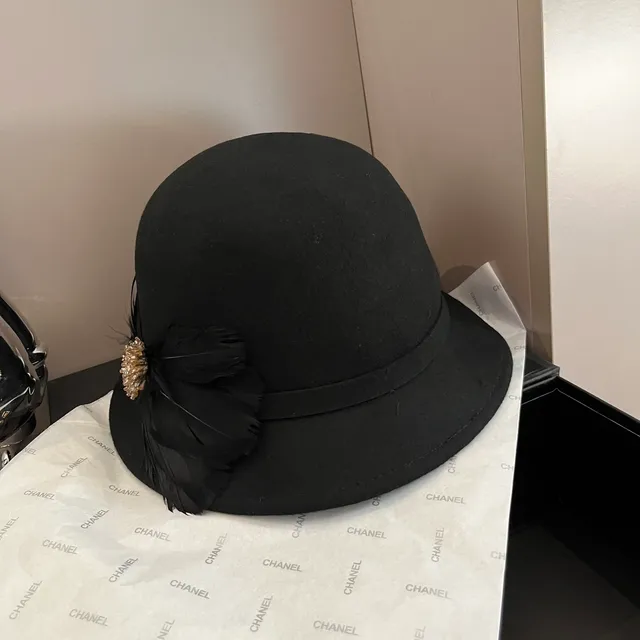 Black Beige Felt Construction Feather Accent Fedora 7