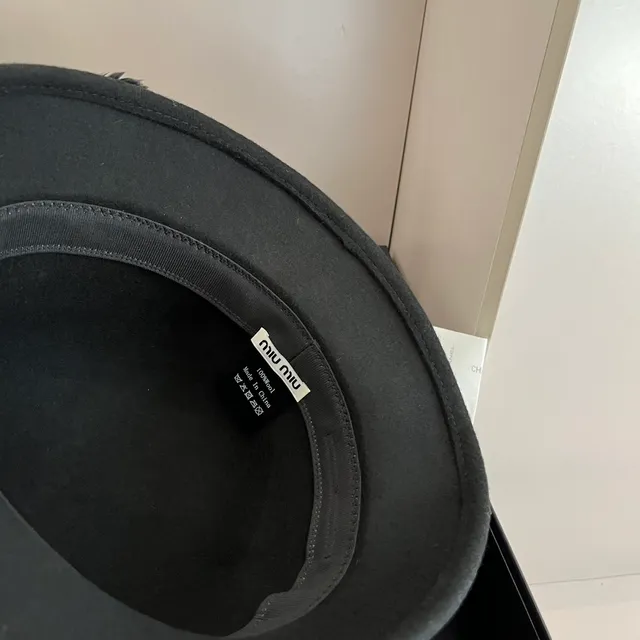 Black Beige Felt Construction Feather Accent Fedora 9