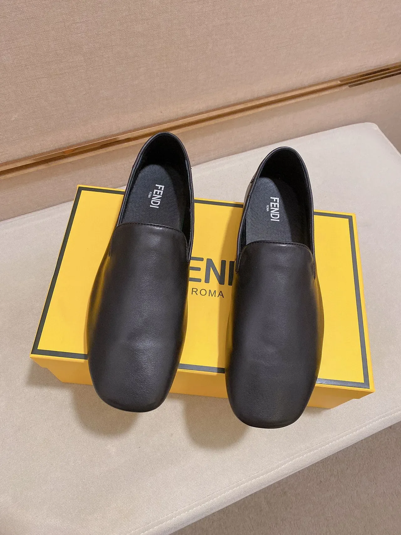Black Beige Smooth Leather Slip-On Loafer 5