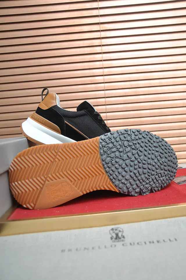 Black Brown Mixed-Material Upper Sculpted Midsole Chunky Sneakers 3